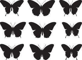 Silhouettes of Swallowtail Butterflies Against a White Background vector