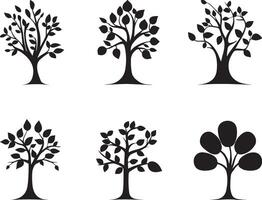 Six Silhouettes of Decorative Trees vector