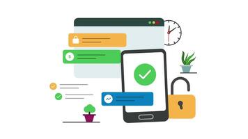 Verification and secure web concept representation minimalist flat illustration animation video