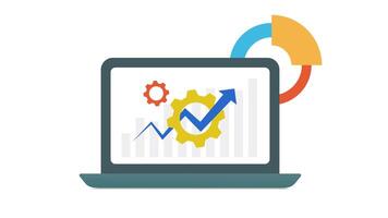 Marketing Strategy and Data Analysis Infographic Design with Graph, Laptop, and Gears video