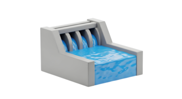 Hydroelectric dam with pouring water creating clean energy. Renewable power generation infrastructure on transparent background. png