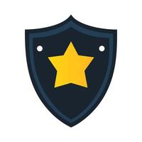 Gold Star Shield Security Protection and Excellence Icon vector