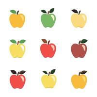 Nine Colorful Apples A Simple Fruit Illustration vector