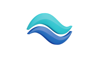 Two wavy shapes in blue and teal colors. Abstract fluid motion icon. Modern graphic design for corporate branding or water concepts. png