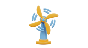 A rendering of a blue and orange wind turbine concept on transparent background, environmental technology for renewable energy. png