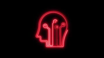 Glowing Machine Learning Icon and Symbol in HD Neon Animation on Black Background video