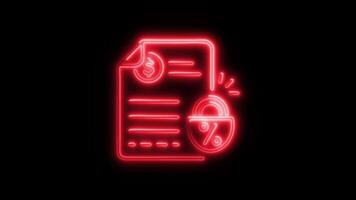 Glowing Icon and Symbol in HD Neon Animation on Black Background video