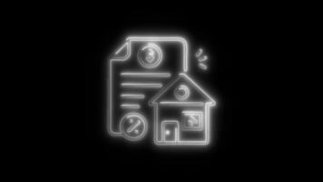 Glowing Estate Tax Icon and Symbol in HD Neon Animation on Black Background video