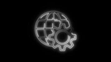 Glowing Digital Icon and Symbol in HD Neon Animation on Black Background video