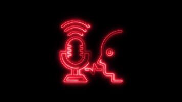 Glowing Voice Icon and Symbol in HD Neon Animation on Black Background video