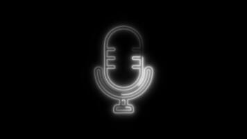 Glowing Microphone Icon and Symbol in HD Neon Animation on Black Background video