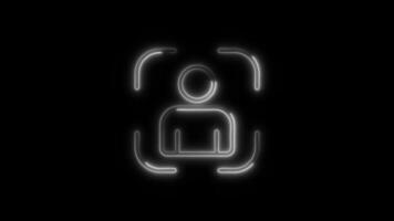Glowing User Icon and Symbol in HD Neon Animation on Black Background video