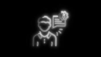 Glowing Financial Advisor Icon and Symbol in HD Neon Animation on Black Background video