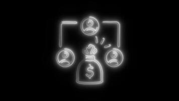 Glowing Fund Icon and Symbol in HD Neon Animation on Black Background video