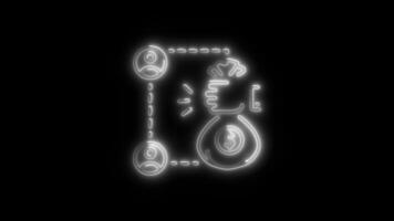 Glowing Mutual Fund Icon and Symbol in HD Neon Animation on Black Background video