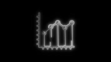 Glowing Data Analytics Icon and Symbol in HD Neon Animation on Black Background video