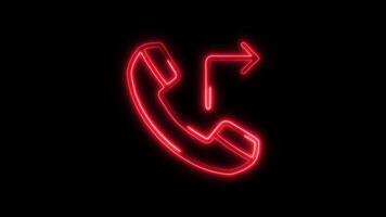 Glowing Phone Call Icon and Symbol in HD Neon Animation on Black Background video