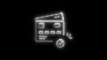 Glowing Payment Icon and Symbol in HD Neon Animation on Black Background video