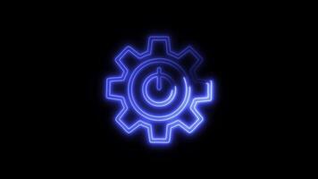 Glowing Power Settings Icon and Symbol in HD Neon Animation on Black Background video
