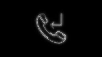Glowing Phone Icon and Symbol in HD Neon Animation on Black Background video