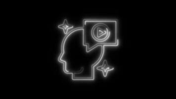 Glowing Film Director Icon and Symbol in HD Neon Animation on Black Background video