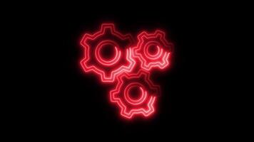 Glowing Operating System Icon and Symbol in HD Neon Animation on Black Background video