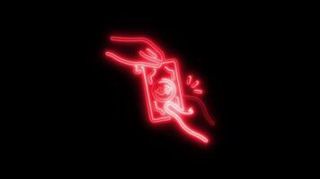 Glowing Loan Icon and Symbol in HD Neon Animation on Black Background video