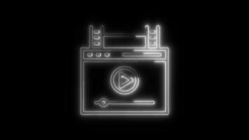 Production Outline Icon in HD Neon Animation Cinematography and Filmmaking Symbol with Dynamic Glow on Black Background video
