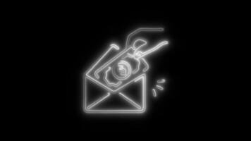 Glowing Salary Icon and Symbol in HD Neon Animation on Black Background video