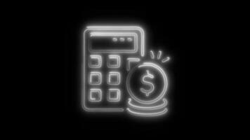 Glowing Budget Icon and Symbol in HD Neon Animation on Black Background video