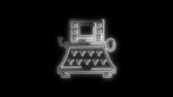 Glowing Screenwriting Icon and Symbol in HD Neon Animation on Black Background video