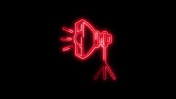 Glowing Spotlight Icon and Symbol in HD Neon Animation on Black Background video