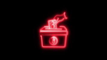 Glowing Donation Icon and Symbol in HD Neon Animation on Black Background video