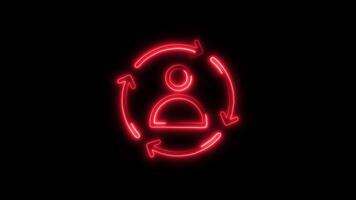 Glowing Customer Icon and Symbol in HD Neon Animation on Black Background video
