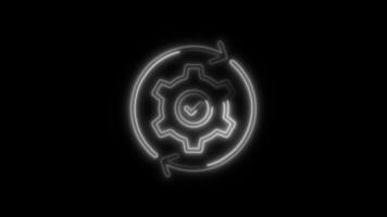 Glowing System Update Icon and Symbol in HD Neon Animation on Black Background video
