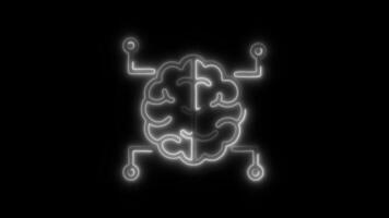 Glowing Neural Network Icon and Symbol in HD Neon Animation on Black Background video