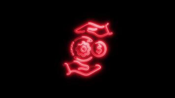 Glowing Finance Icon and Symbol in HD Neon Animation on Black Background video
