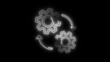 Glowing Automation Icon and Symbol in HD Neon Animation on Black Background video