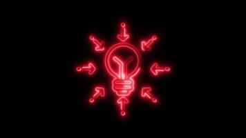 Glowing Main Idea Icon and Symbol in HD Neon Animation on Black Background video