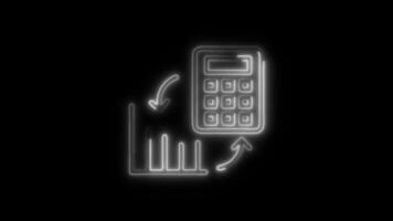 Glowing Data Icon and Symbol in HD Neon Animation on Black Background video