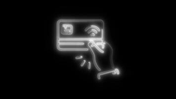 Glowing Debit Card Icon and Symbol in HD Neon Animation on Black Background video