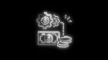 Glowing Wealth Icon and Symbol in HD Neon Animation on Black Background video