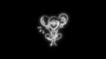Glowing Balloon Icon and Symbol in HD Neon Animation on Black Background video