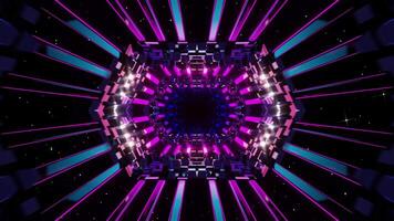 Symmetrical Neon Light Tunnel Animation, Purple and Blue Hues video