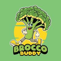 Cartoon broccoli character Brocco Buddy vector