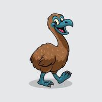 Cute Moa Bird extinct animal Character Mascot in Cartoon Illustration vector