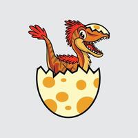 Cute baby Deinonychus Dinosaur isolated cartoon illustration with light background vector