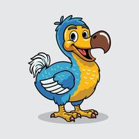 Cute Dodo Bird extinct animal Character Mascot in Cartoon Illustration vector