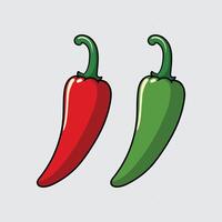 red and green chili peppers vegetable Simple isolated cartoon illustration with a light background vector