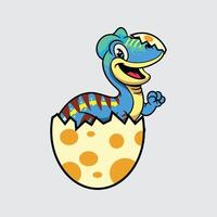 Cartoon dinosaur hatching from egg vector